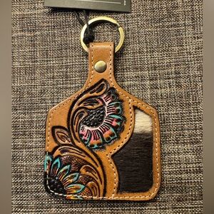 1041-MRR Myra Bag Leather Hand Tooled Key Fob NWT S-9834 “Petals & Posies”